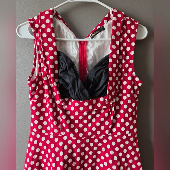 MIUSOL Retro Vintage Style Polka Dot Dress Red/White/Black Womens Size Large - Picture 3 of 6